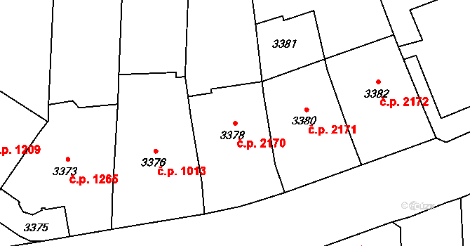 Smíchov 2170, Praha na parcele st. 3378 v KÚ Smíchov, Katastrální mapa