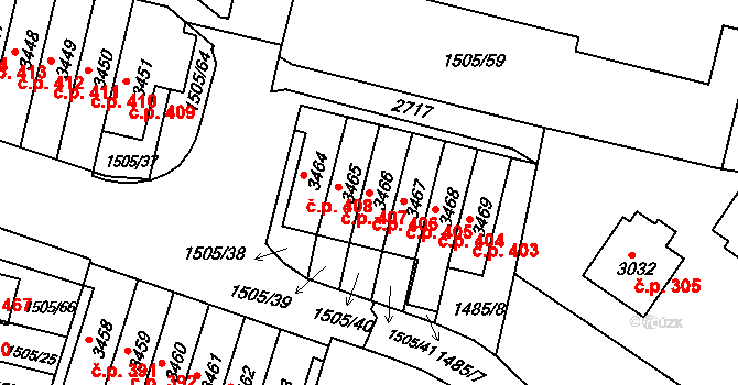 Kryblice 406, Trutnov na parcele st. 3466 v KÚ Trutnov, Katastrální mapa