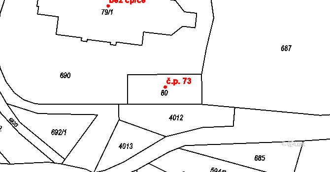 Chotěvice 73 na parcele st. 80 v KÚ Chotěvice, Katastrální mapa