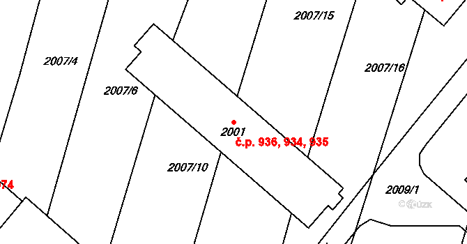 Pečky 934,935,936 na parcele st. 2001 v KÚ Pečky, Katastrální mapa
