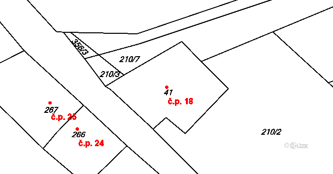 Skalka 18, Cheb na parcele st. 41 v KÚ Skalka u Chebu, Katastrální mapa