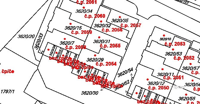 Tachov 2060 na parcele st. 3620/34 v KÚ Tachov, Katastrální mapa