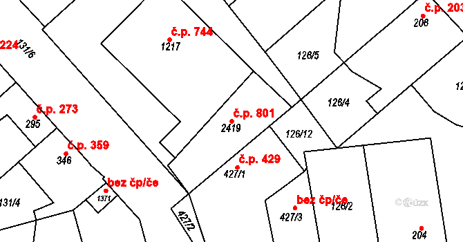 Lobeček 801, Kralupy nad Vltavou na parcele st. 2419 v KÚ Lobeček, Katastrální mapa