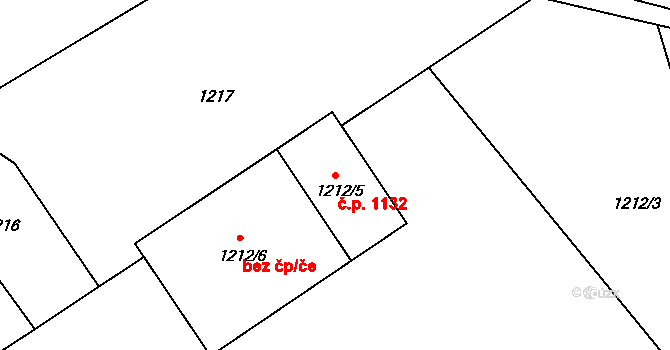 Vratimov 1132 na parcele st. 1212/5 v KÚ Vratimov, Katastrální mapa