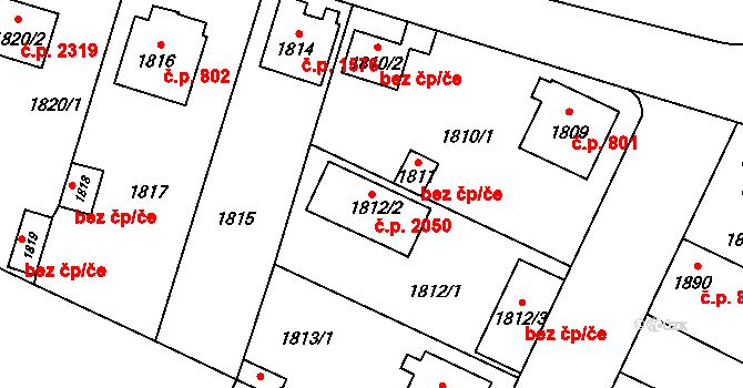 České Budějovice 7 2050, České Budějovice na parcele st. 1812/2 v KÚ České Budějovice 7, Katastrální mapa