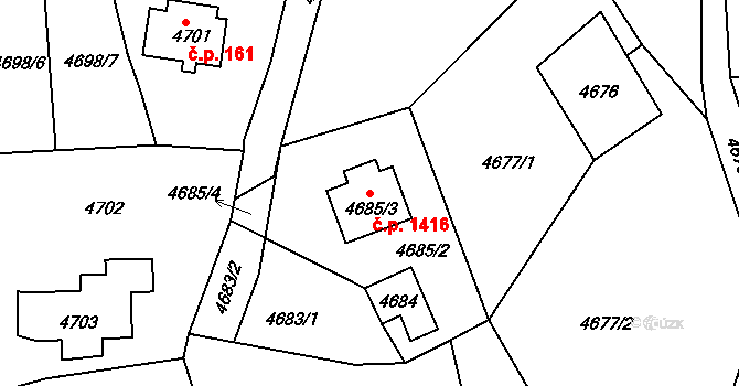 Smržovka 1416 na parcele st. 4685/3 v KÚ Smržovka, Katastrální mapa