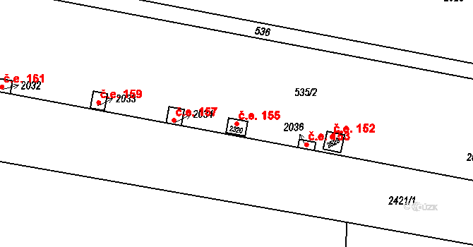 Uničov 155 na parcele st. 2320 v KÚ Uničov, Katastrální mapa