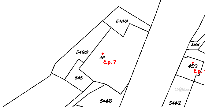 Vystrkov 7 na parcele st. 46 v KÚ Vystrkov u Humpolce, Katastrální mapa