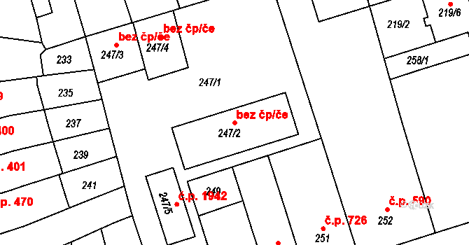 Teplice 39150259 na parcele st. 247/2 v KÚ Teplice-Trnovany, Katastrální mapa