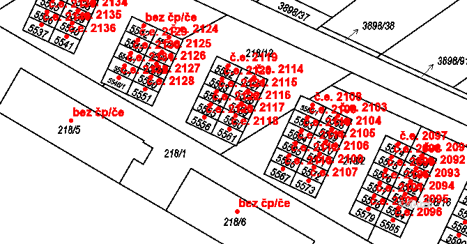 Řečkovice 2117, Brno na parcele st. 5560 v KÚ Řečkovice, Katastrální mapa