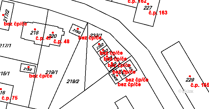 Březová 39561259 na parcele st. 232/3 v KÚ Březová u Sokolova, Katastrální mapa