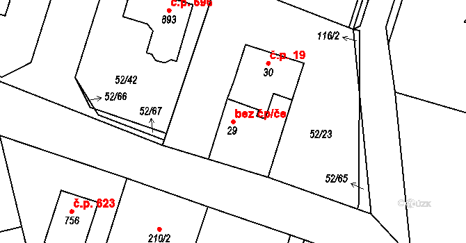 Hovorčovice 39908259 na parcele st. 29 v KÚ Hovorčovice, Katastrální mapa