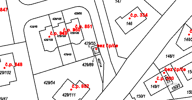 Praha 40121259 na parcele st. 429/89 v KÚ Slivenec, Katastrální mapa