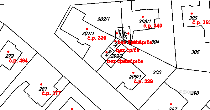 Praha 40480259 na parcele st. 301/3 v KÚ Hostavice, Katastrální mapa