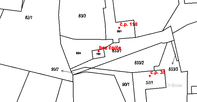 Kryry 40613259 na parcele st. 190 v KÚ Strojetice u Podbořan, Katastrální mapa
