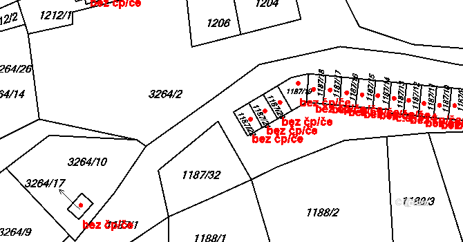 Tachov 42650259 na parcele st. 1187/22 v KÚ Tachov, Katastrální mapa