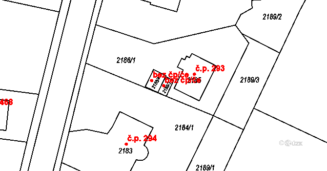Bílina 48743259 na parcele st. 2186/3 v KÚ Bílina, Katastrální mapa