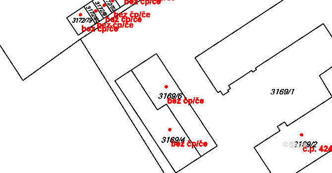 Chomutov 49495259 na parcele st. 3169/6 v KÚ Chomutov II, Katastrální mapa