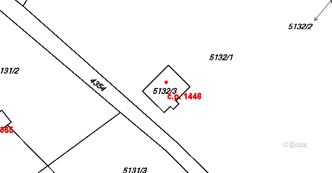 Bystřice 1448 na parcele st. 5132/3 v KÚ Bystřice nad Olší, Katastrální mapa