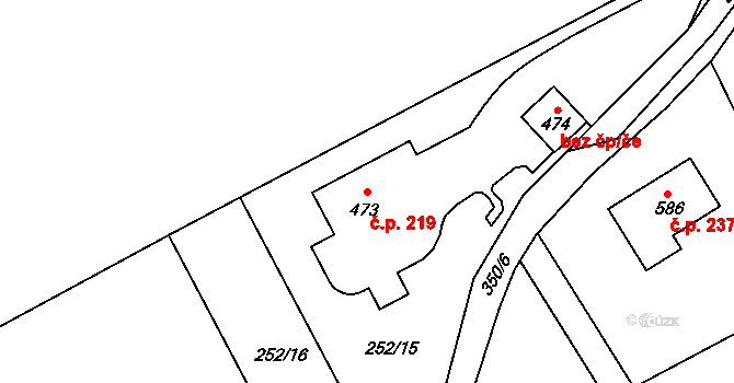 Popovice 219, Králův Dvůr na parcele st. 473 v KÚ Popovice u Králova Dvora, Katastrální mapa