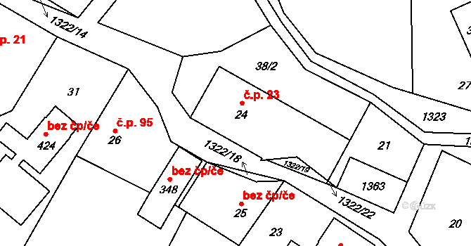 Hrabenov 23, Ruda nad Moravou na parcele st. 24 v KÚ Hrabenov, Katastrální mapa