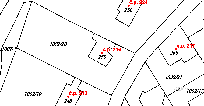 Velká Ves 216, Broumov na parcele st. 255 v KÚ Velká Ves u Broumova, Katastrální mapa