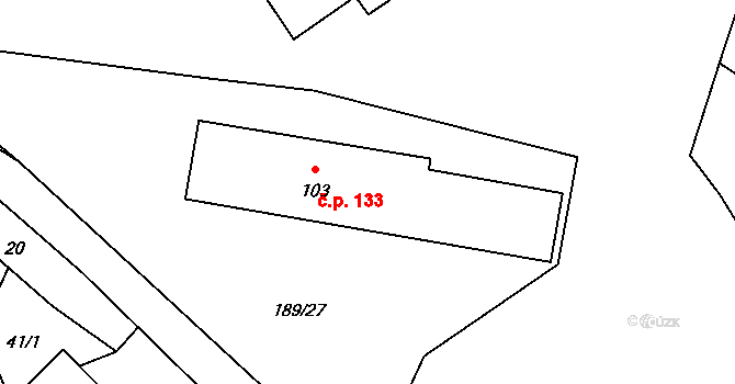Malšovice 133 na parcele st. 103 v KÚ Malšovice, Katastrální mapa
