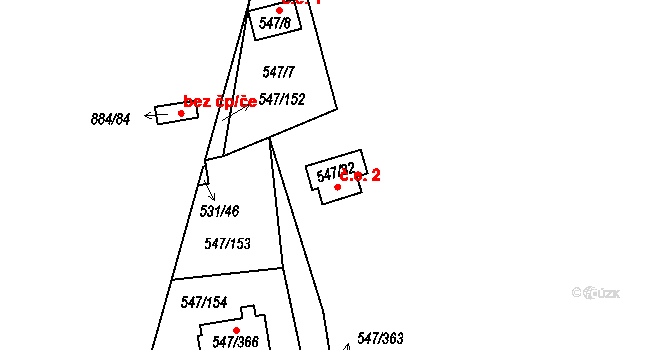 Kovářov 2, Frymburk na parcele st. 547/32 v KÚ Frymburk, Katastrální mapa