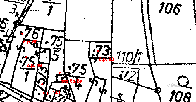 Lukavec 93 na parcele st. 73 v KÚ Lukavec u Pacova, Katastrální mapa
