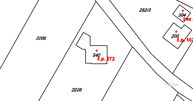 Smilovice 272 na parcele st. 540 v KÚ Smilovice u Třince, Katastrální mapa