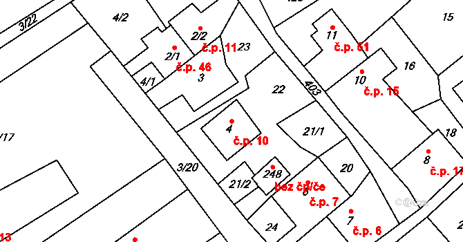 Klokočov 10 na parcele st. 4 v KÚ Klokočov, Katastrální mapa
