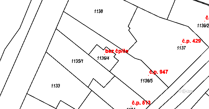 Židlochovice 98281259 na parcele st. 1136/4 v KÚ Židlochovice, Katastrální mapa