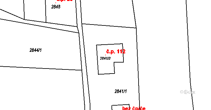 Podlevín 112, Nová Paka na parcele st. 2841/2 v KÚ Nová Paka, Katastrální mapa