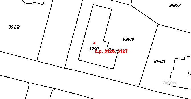 Jablonec nad Nisou 3126,3127 na parcele st. 3200 v KÚ Jablonec nad Nisou, Katastrální mapa