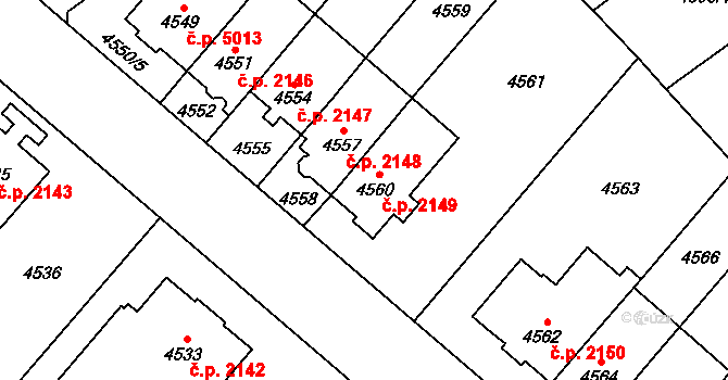 Jihlava 2149 na parcele st. 4560 v KÚ Jihlava, Katastrální mapa