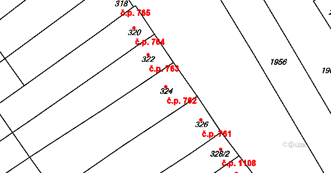 Mistřín 762, Svatobořice-Mistřín na parcele st. 324 v KÚ Mistřín, Katastrální mapa
