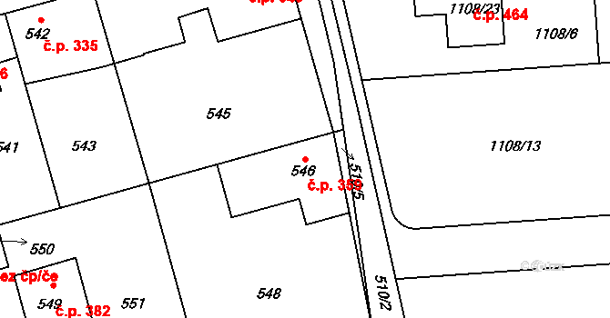 Hřebeč 359 na parcele st. 546 v KÚ Hřebeč, Katastrální mapa
