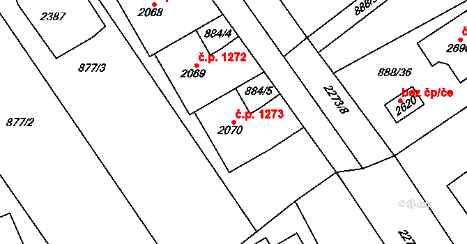 Lomnice nad Popelkou 1273 na parcele st. 2070 v KÚ Lomnice nad Popelkou, Katastrální mapa