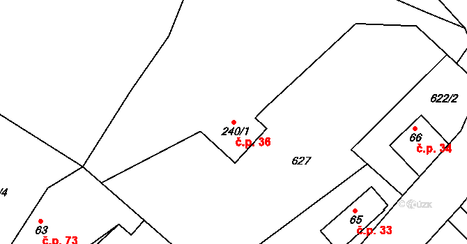 Myslík 36, Palkovice na parcele st. 240/1 v KÚ Myslík, Katastrální mapa