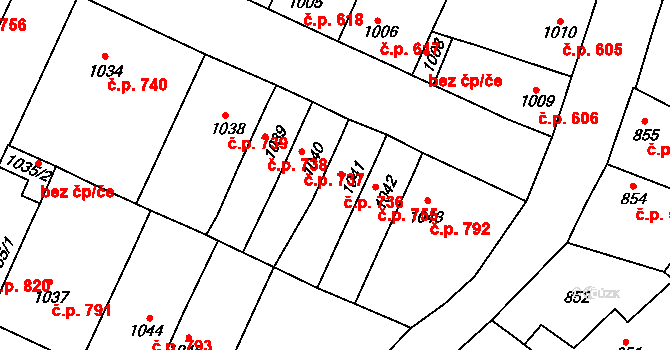 Tachov 736 na parcele st. 1041 v KÚ Tachov, Katastrální mapa