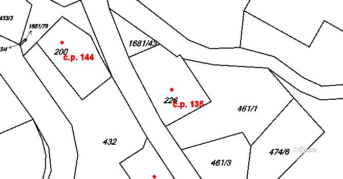 Třebovice 135 na parcele st. 226 v KÚ Třebovice, Katastrální mapa