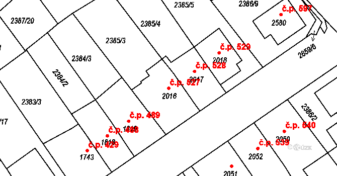 Chrudim II 527, Chrudim na parcele st. 2016 v KÚ Chrudim, Katastrální mapa