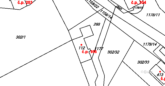 Cínovec 166, Dubí na parcele st. 112 v KÚ Cínovec, Katastrální mapa