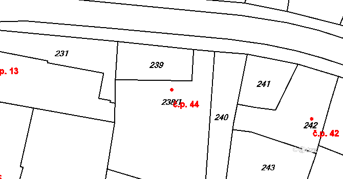 Kratonohy 44 na parcele st. 238/1 v KÚ Kratonohy, Katastrální mapa