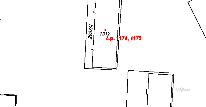 Nejdek 1173,1174 na parcele st. 1312 v KÚ Nejdek, Katastrální mapa
