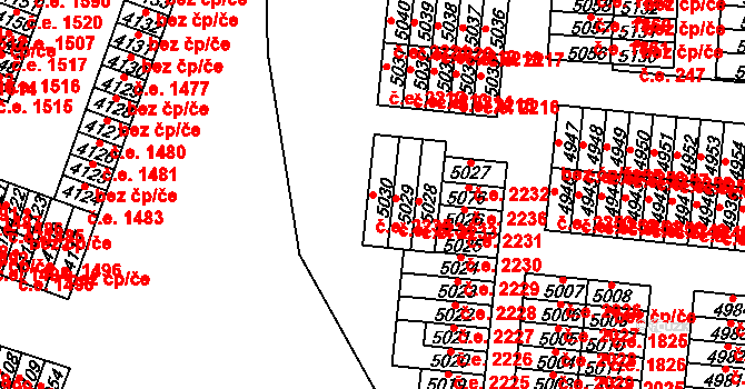Cheb 2235 na parcele st. 5030 v KÚ Cheb, Katastrální mapa