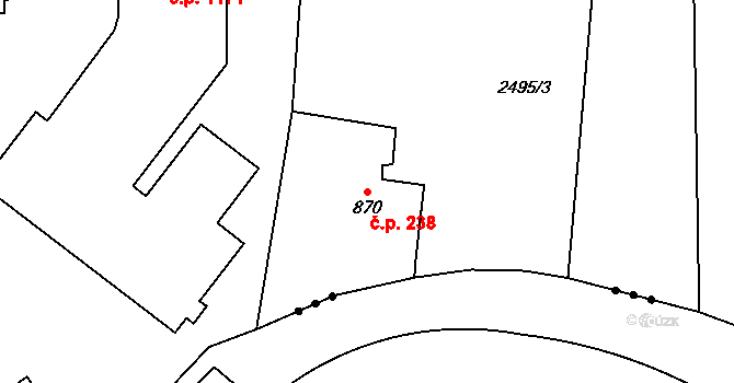 Pecínov 238, Nové Strašecí na parcele st. 870 v KÚ Nové Strašecí, Katastrální mapa