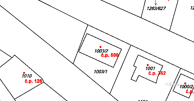 Kolovraty 500, Praha na parcele st. 1003/2 v KÚ Kolovraty, Katastrální mapa