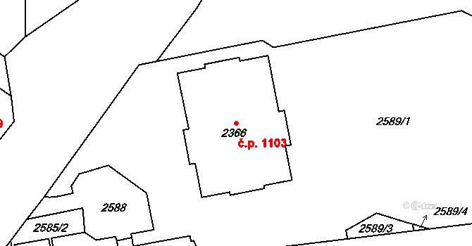 Kobylisy 1103, Praha na parcele st. 2366 v KÚ Kobylisy, Katastrální mapa