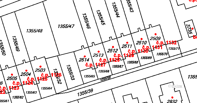 Vrchlabí 1128 na parcele st. 2513 v KÚ Vrchlabí, Katastrální mapa